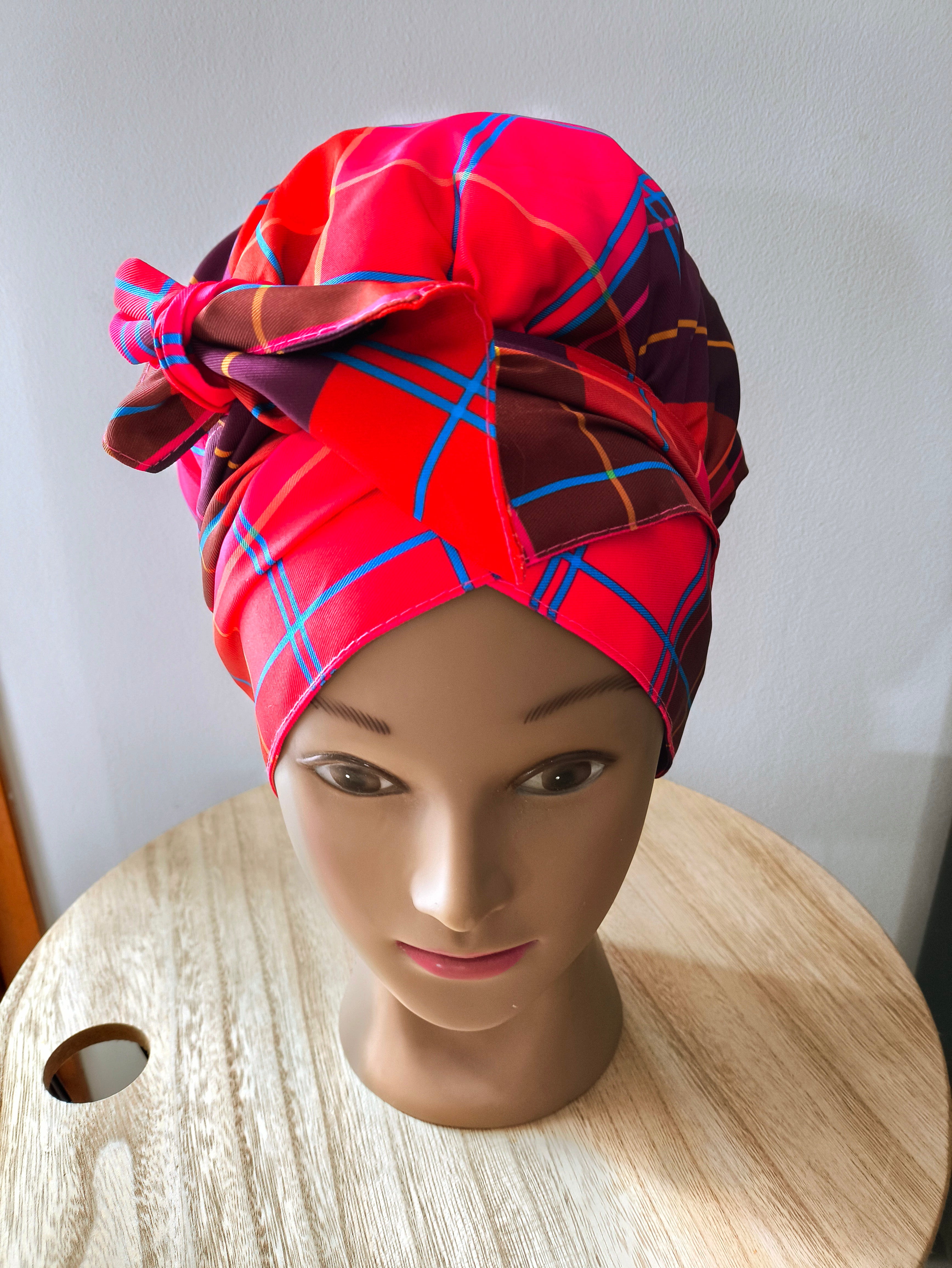 Bonnet madras en satin (AVEC BANDE)