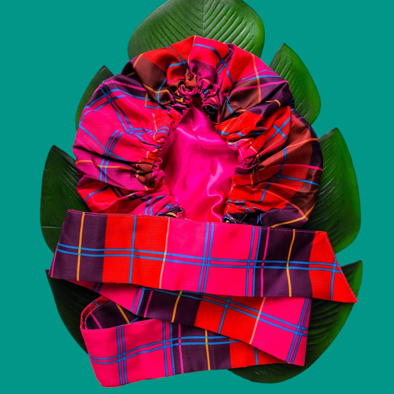 Bonnet madras en satin (AVEC BANDE)